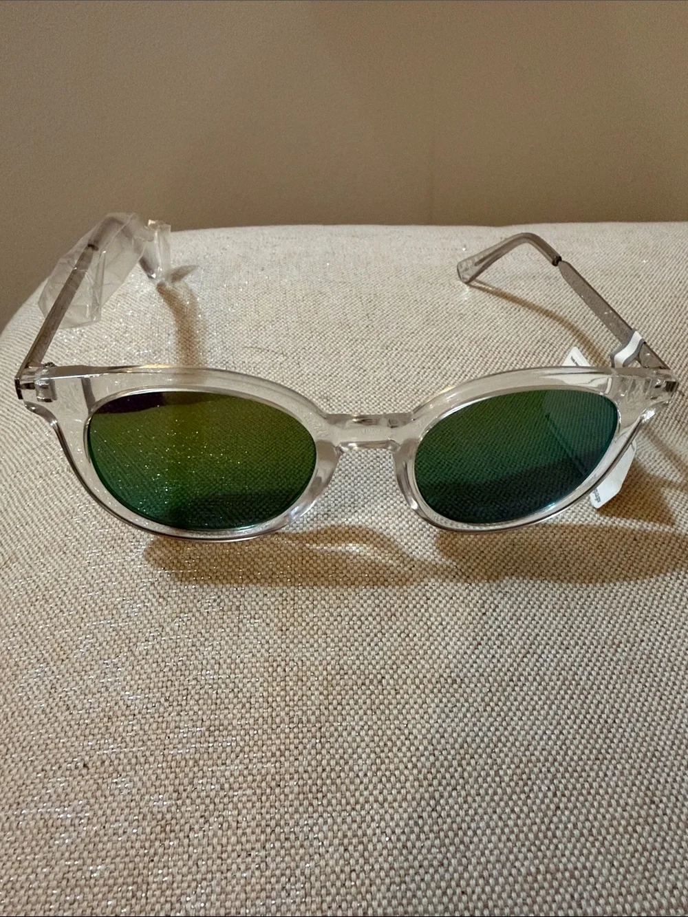Oscar de la Renta Clear Frame Sunglasses with Brown and Green Lenses